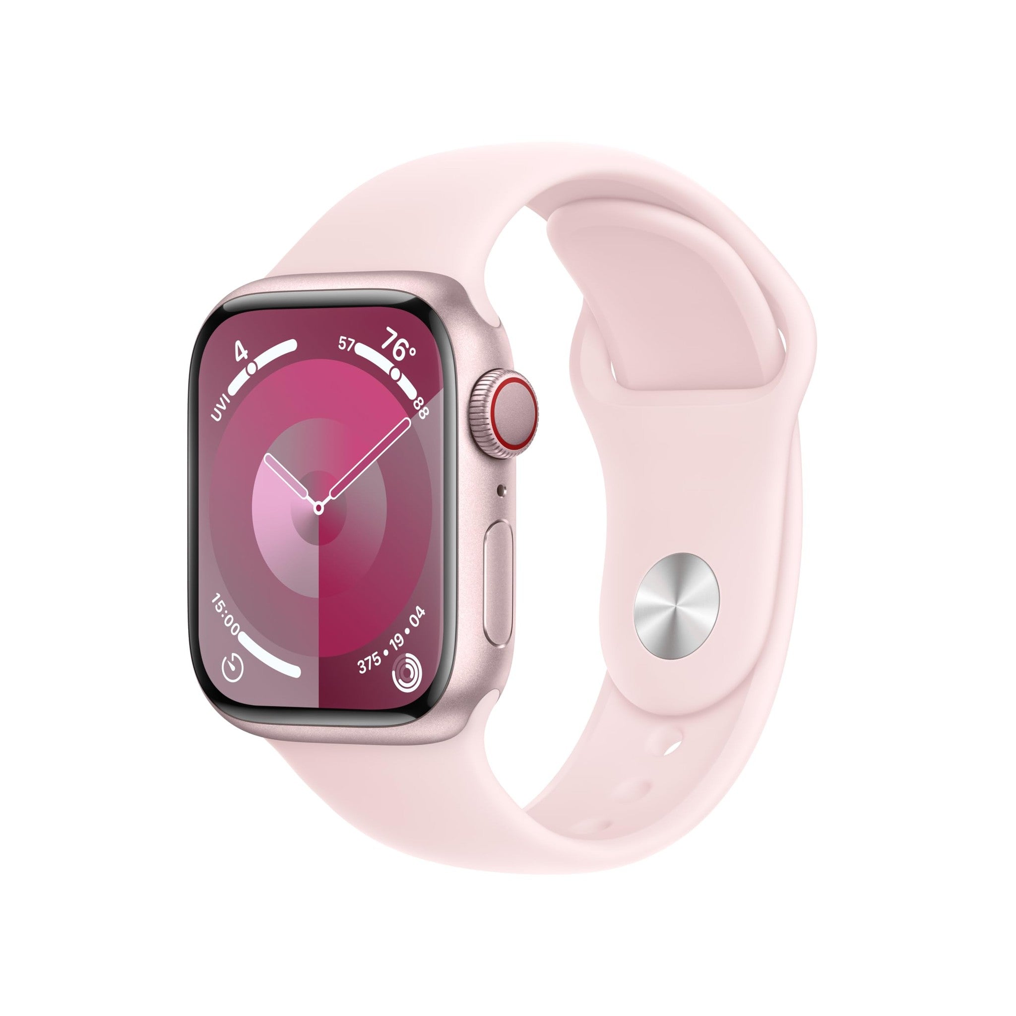 Apple Watch Series 9 GPS + Cellular 41mm Smartwatch with Pink Aluminum Case with Pink Sport Band S/M. - Reconditioned Apple