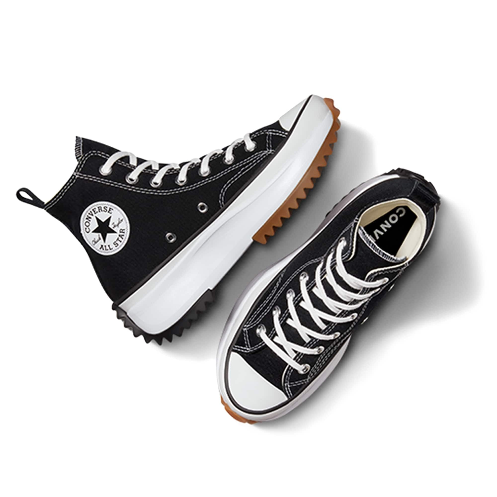 Converse Run Star Hike Hi Sneakers, Black/White/Gum, 10 US Women/8.5 US Men