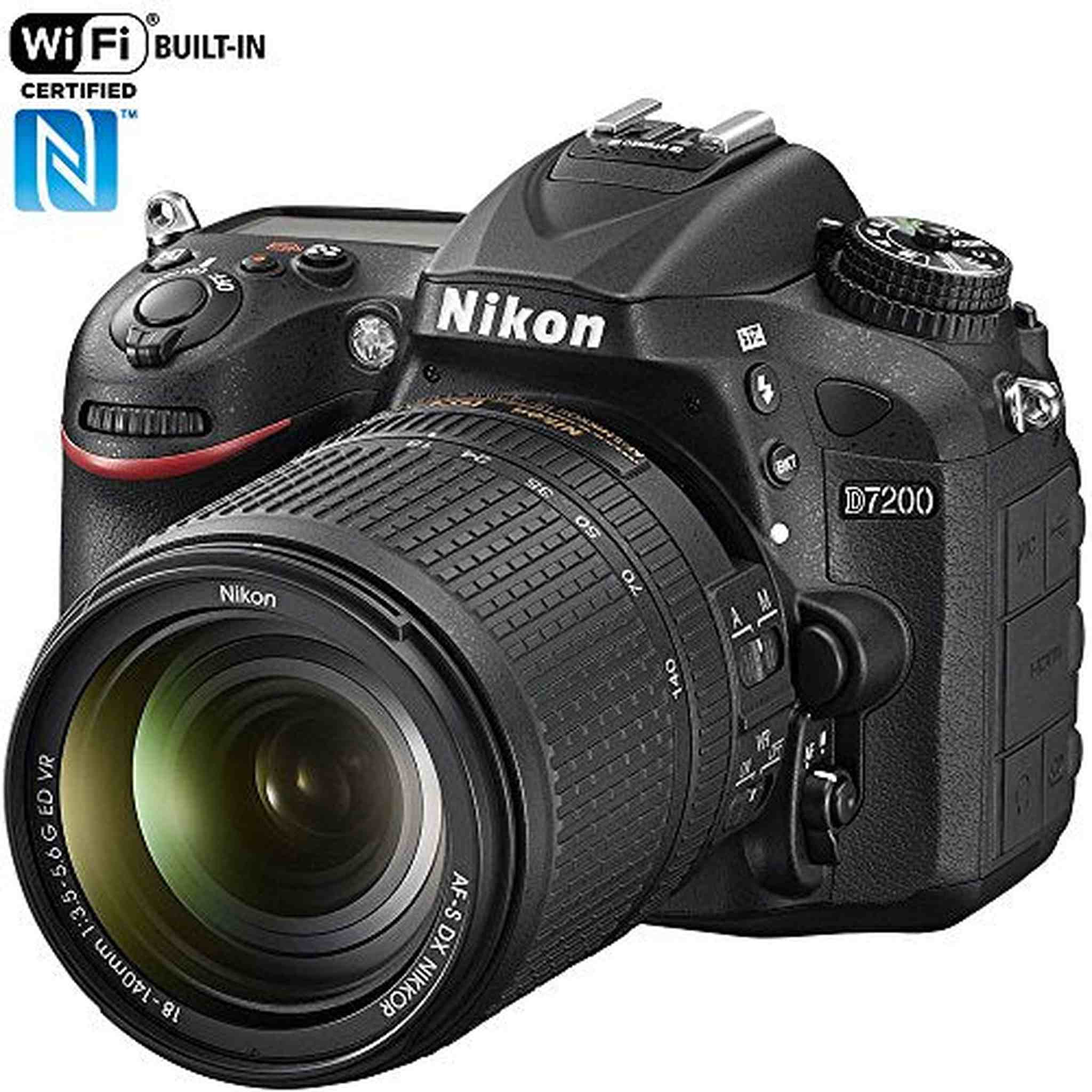 Nikon D7200 24.2 MP DX-Format Digital SLR Camera with 18-140mm VR Lens Black Renewed - Reconditioned Nikon