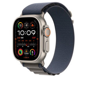 Apple Watch Band - Alpine Loop 49mm - Blue with Rugged Titanium Finish - Large