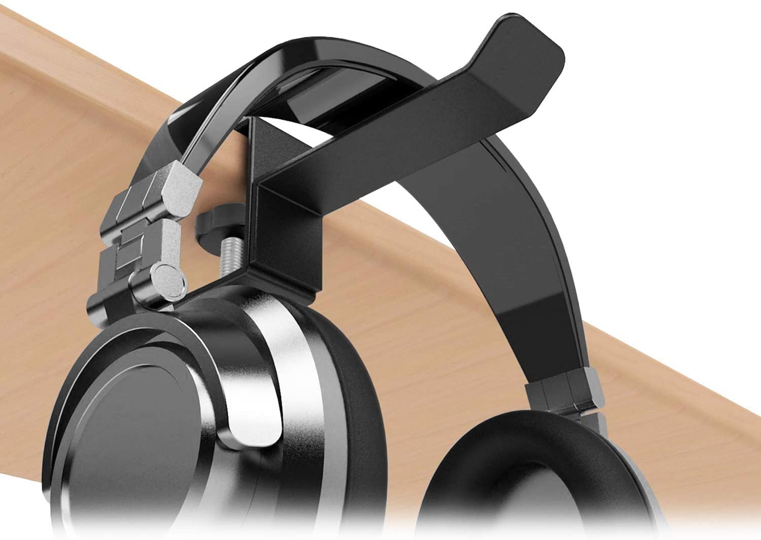 Xpix Metal Headphone Headset Holder Hanger with Under Desk Design Mount Clamp Clip Grip - Hooks onto Surface Without Glue Or Mess - Fits Headphones