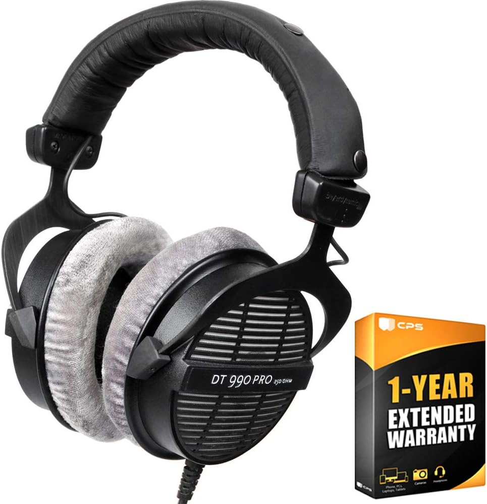 beyerdynamic 459038 DT-990-Pro-250 Professional Acoustically Open Headphones 250 Ohms Bundle with 1 YR CPS Enhanced Protection Pack