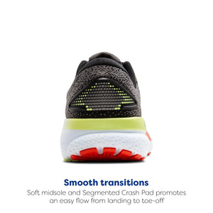 Brooks Men’s Ghost 16 Neutral Running Shoe - Black/Mandarin Red/Green - 12.5 Medium