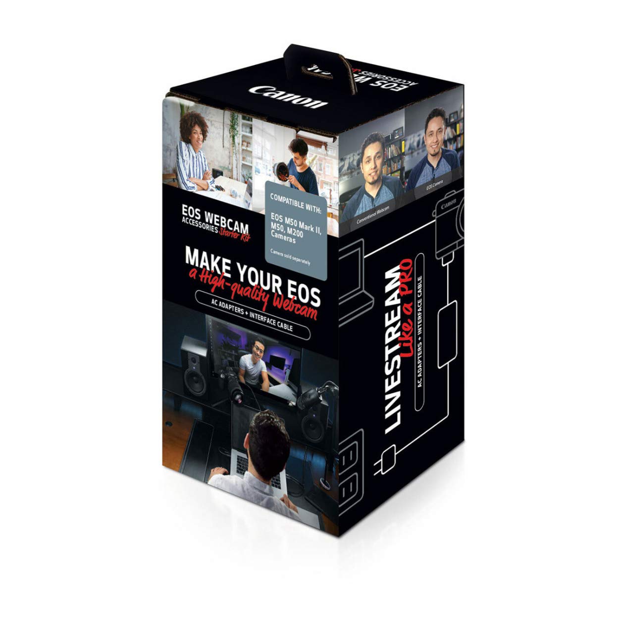 Canon EOS Webcam Accessory Starter Kit, for Select EOS M Series Cameras, Power Adapter CA-PS700, DC Coupler DR-E12, USB Cable IFC-600PCU, High-Performance Live Streaming, Teaching & Content Creators
