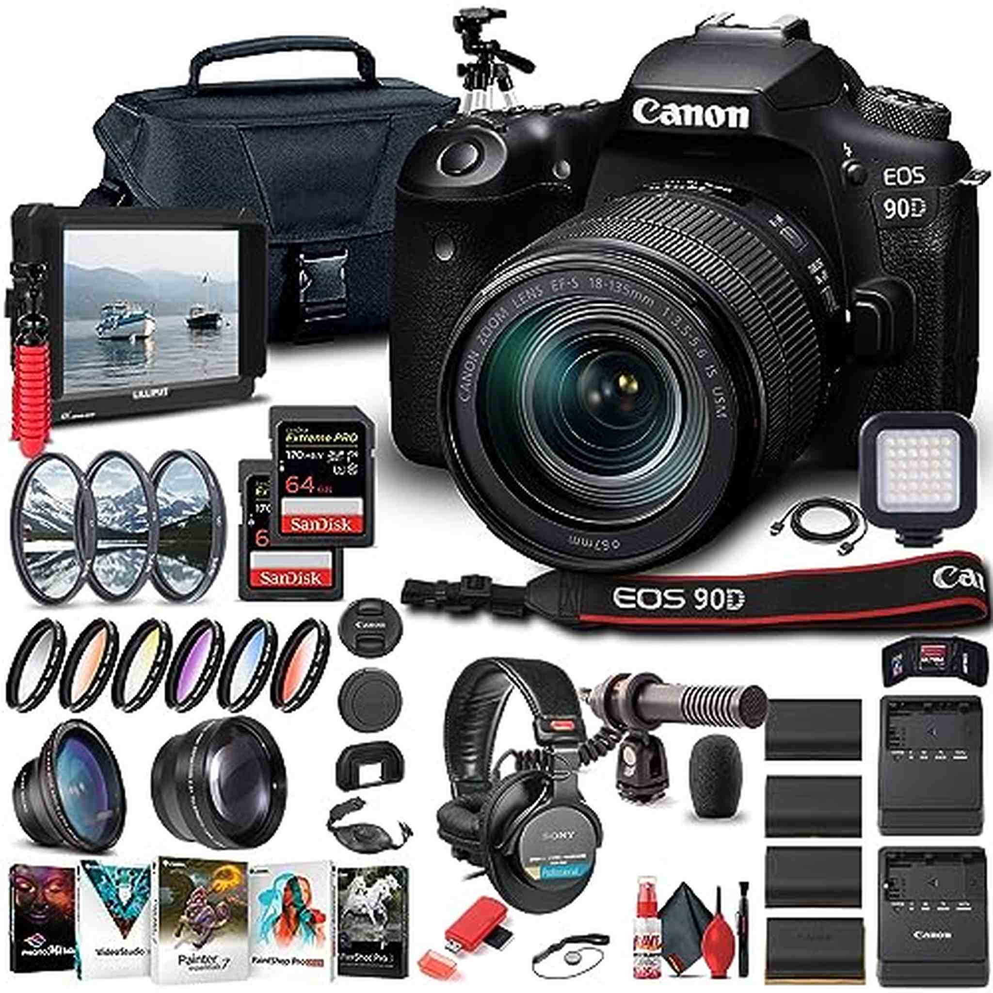 Canon EOS 90D DSLR Camera W/ 18-135mm Lens 3616C016 - Pro Bundle Canon