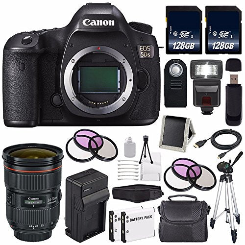 Canon EOS 5DS DSLR Camera International Model 0581C002 + Canon EF 24-70mm f/2.8L II USM Lens + LP-E6 Battery + 128GB S