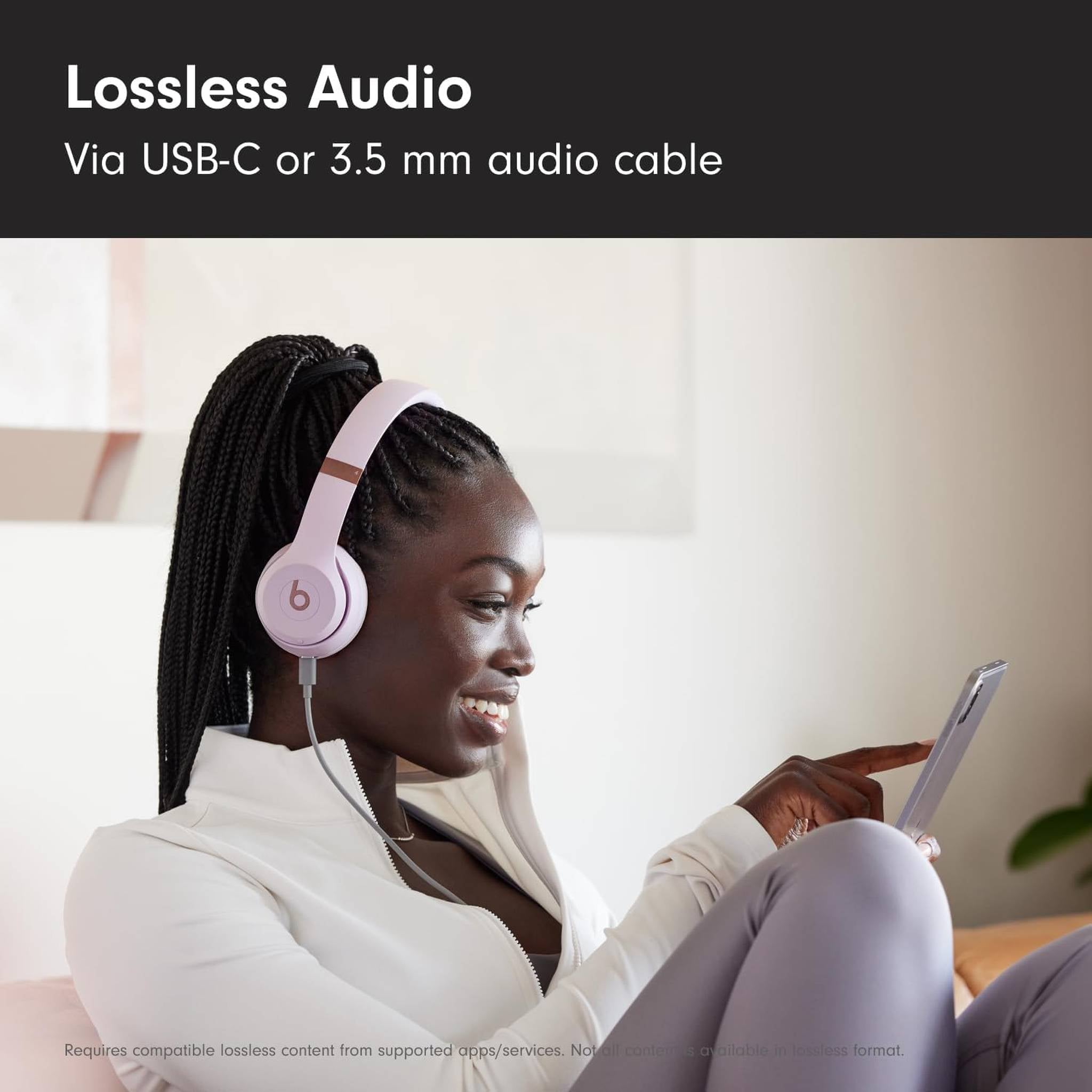 Beats Solo 4 - Wireless Bluetooth On-Ear Headphones, Apple & Android Compatible, Up to 50 Hours of Battery Life - Cloud Pink - Used Beats