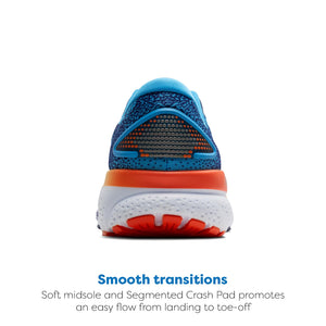 Brooks Men’s Ghost 16 Neutral Running Shoe - Bonnie Blue/Blue Ribbon/Orange - 13 Medium