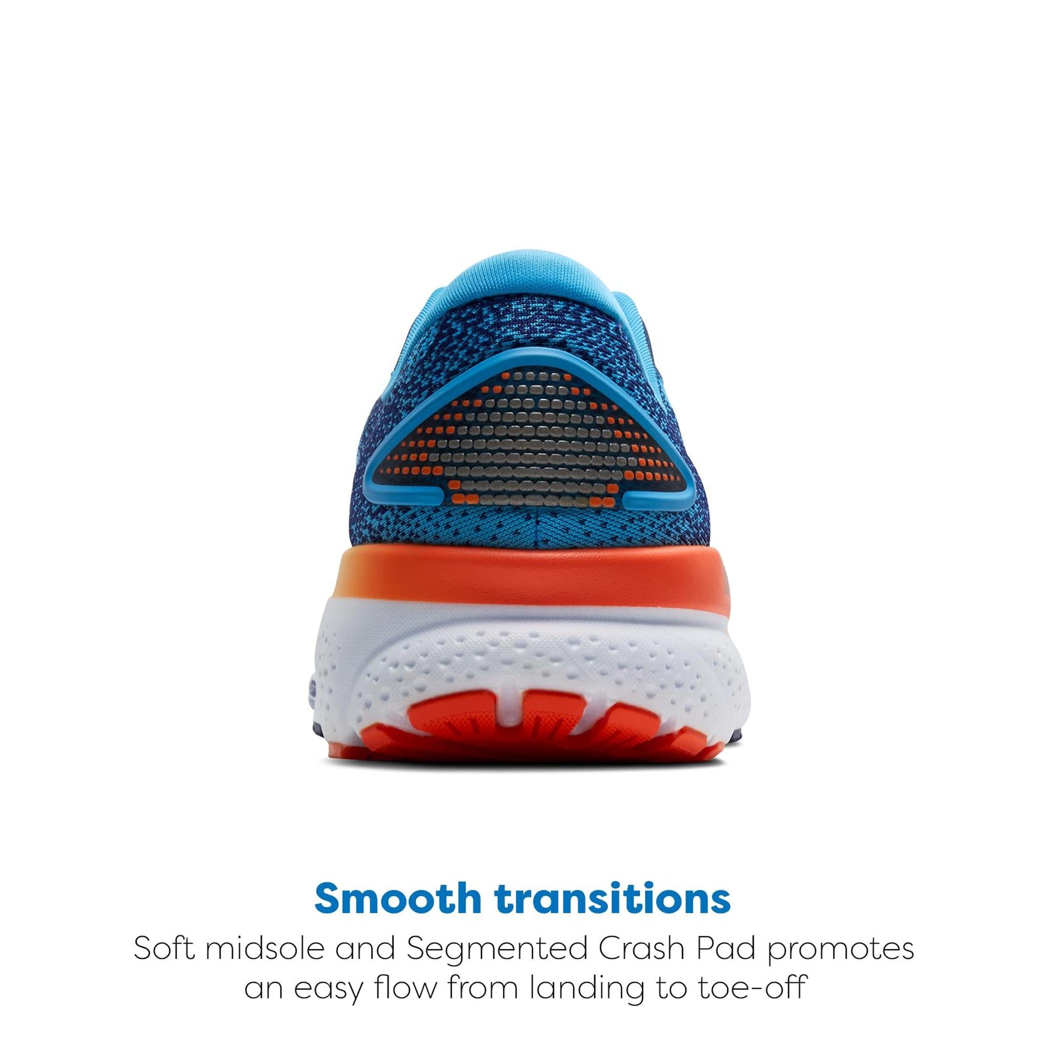 Brooks Men’s Ghost 16 Neutral Running Shoe - Bonnie Blue/Blue Ribbon/Orange - 8 Medium