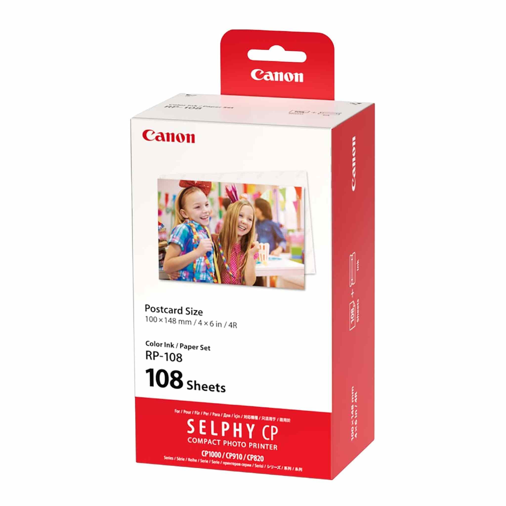 Canon RP-108 Color Ink/Paper Set, Compatible with Selphy CP910/CP820/CP1200/CP1300/CP1500