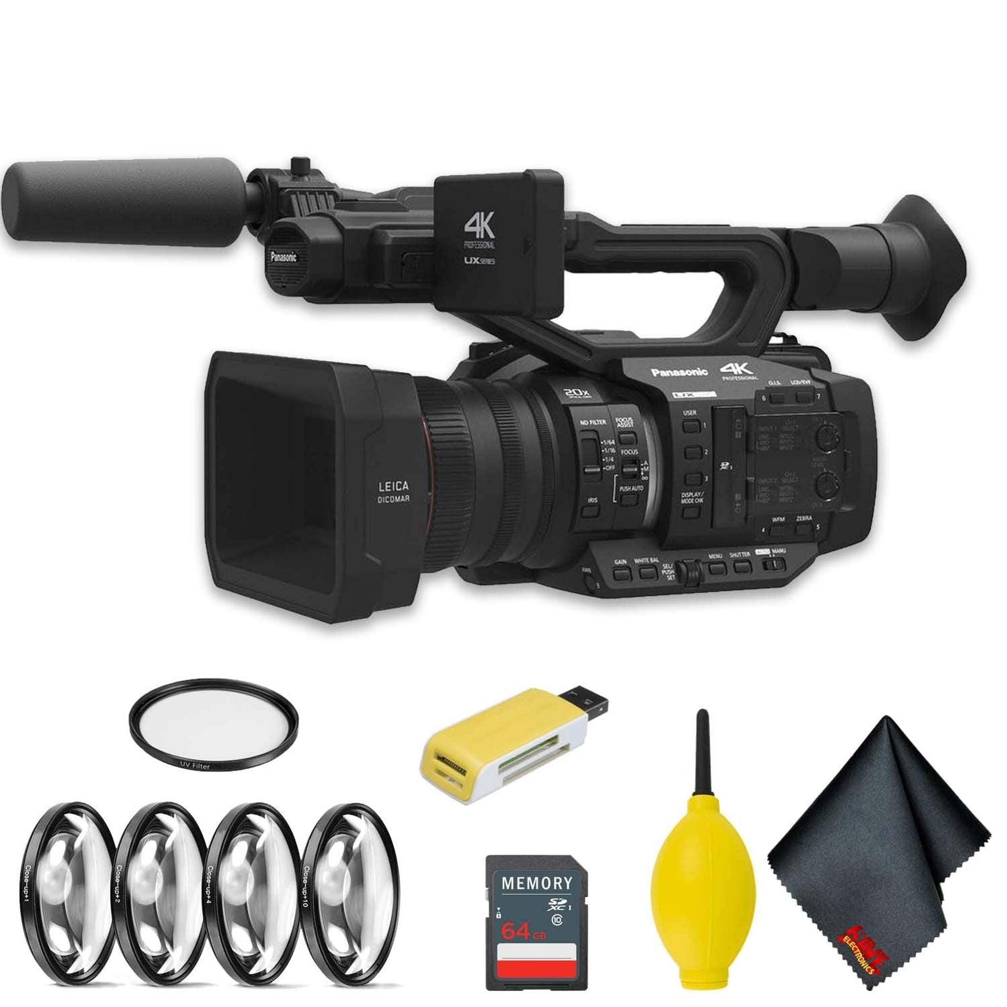 Panasonic AG-UX180 4K Premium Professional Camcorder Standard Accessory Bundle w/UV Filter, Close Up Lens & More