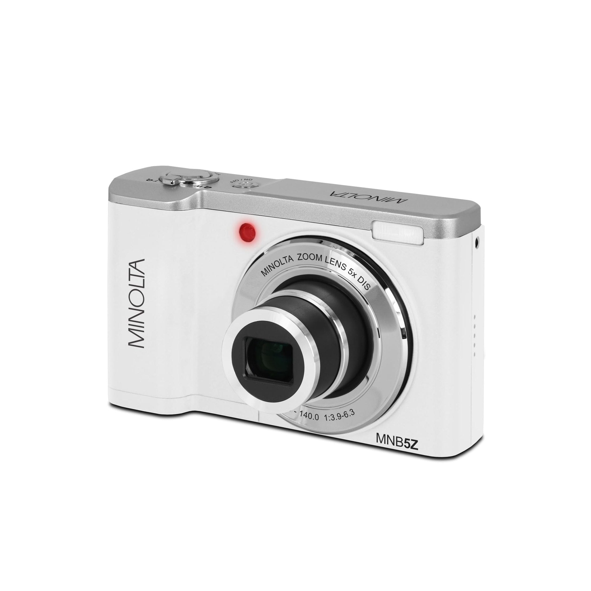 Minolta 56 Mega Pixels Dual Lens Point & Shoot Digital Camera with 5X Optical Zoom & 5K Ultra HD Video, White Minolta