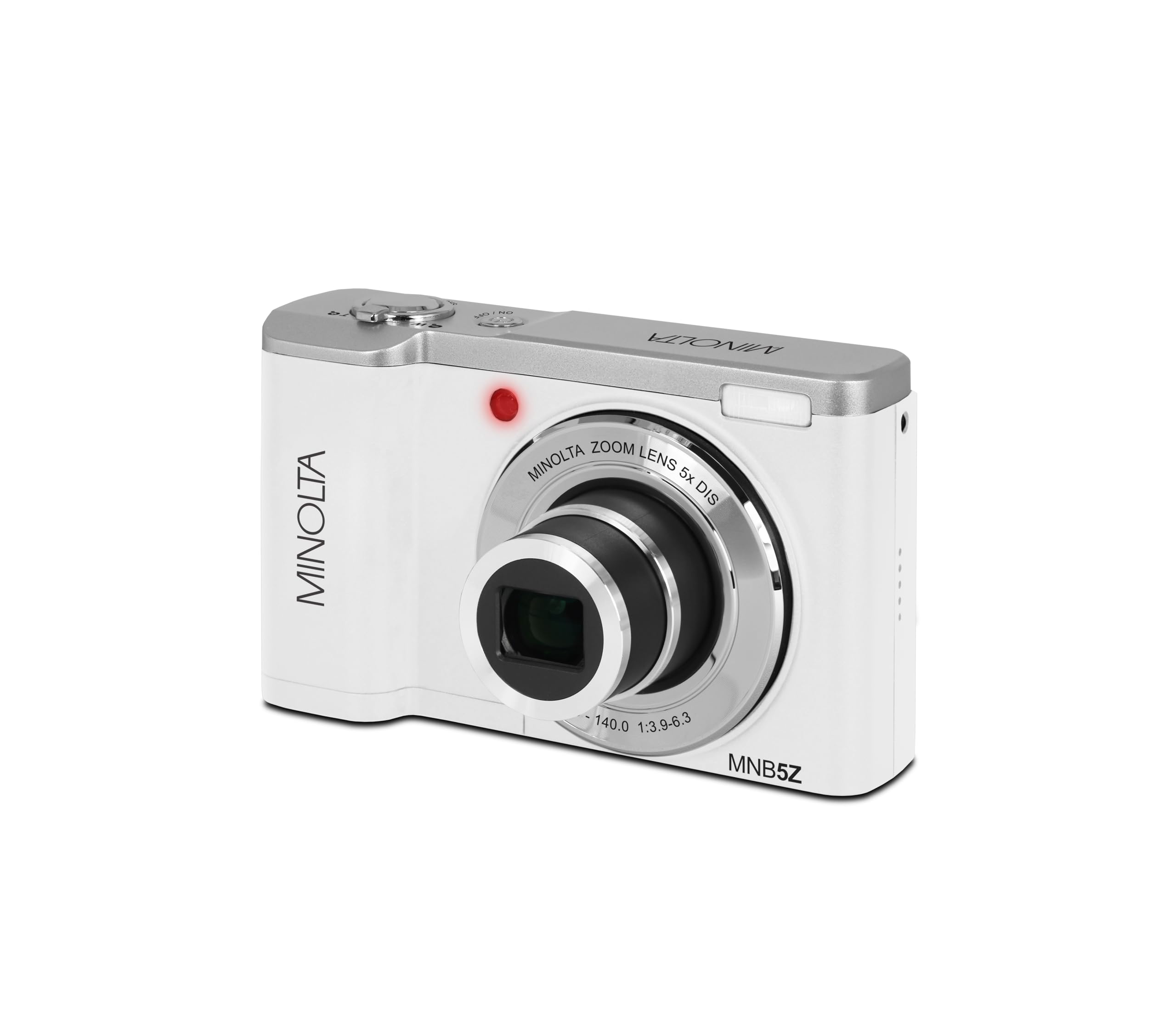Minolta 56 Mega Pixels Dual Lens Point & Shoot Digital Camera with 5X Optical Zoom & 5K Ultra HD Video, White