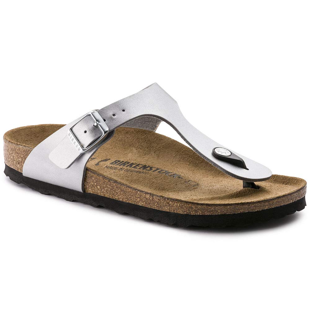 BIRKENSTOCK Gizeh Birko-Flor Metallic Silver Birko Flor 39 US Women's 8-8.5 Regular