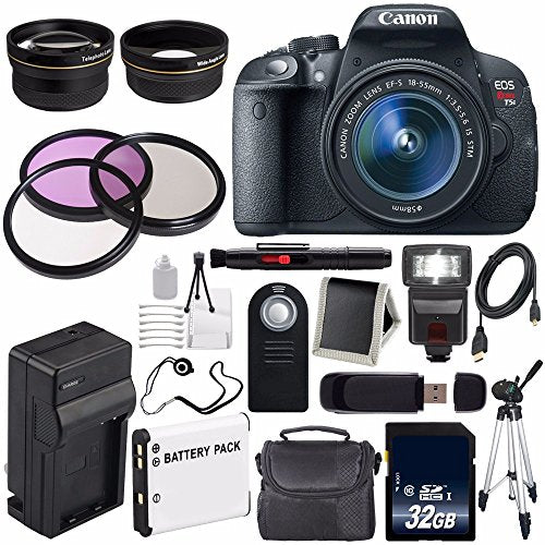 6Ave Canon EOS Rebel T5i 18 MP CMOS Digital SLR Camera w/EF-S 18-55mm Lens International Version (no Warranty) + 58mm 2X