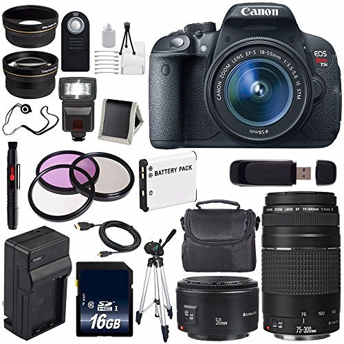 Canon EOS Rebel T5i 18 MP CMOS Digital SLR Camera w/EF-S 18-55mm f/3.5-5.6 Lens (International Model) + EF 50mm f/1.8 II