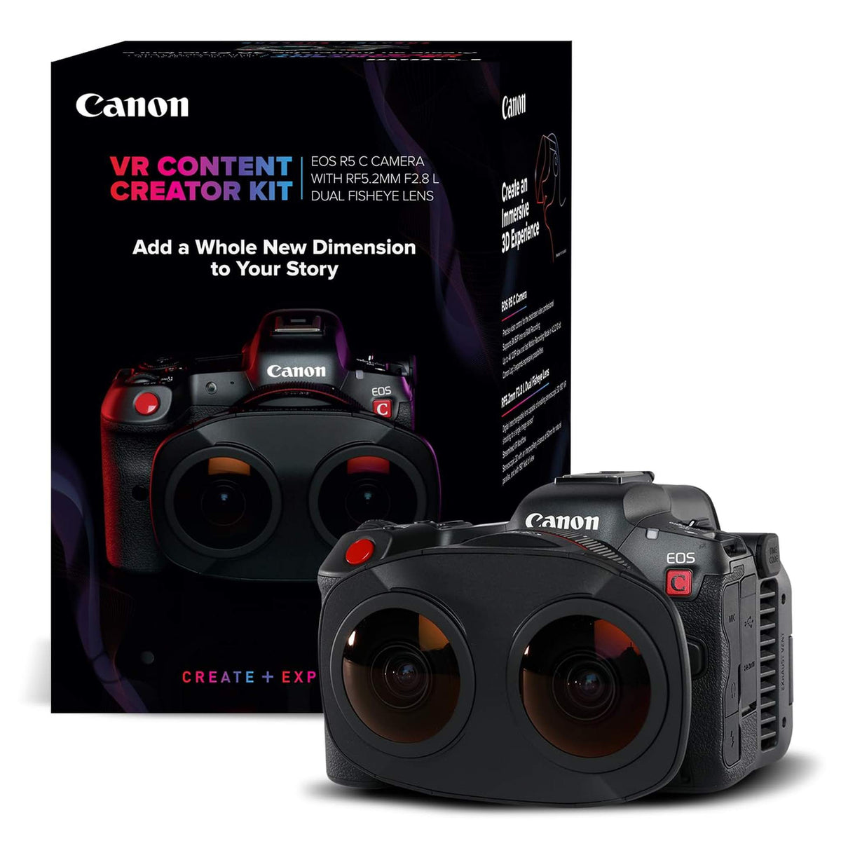 Canon VR Content Creator Kit - EOS R5 C Full-Frame Hybrid Camera and RF5.2mm F2.8 L Dual Fisheye Lens, for Video Professionals - Reconditioned