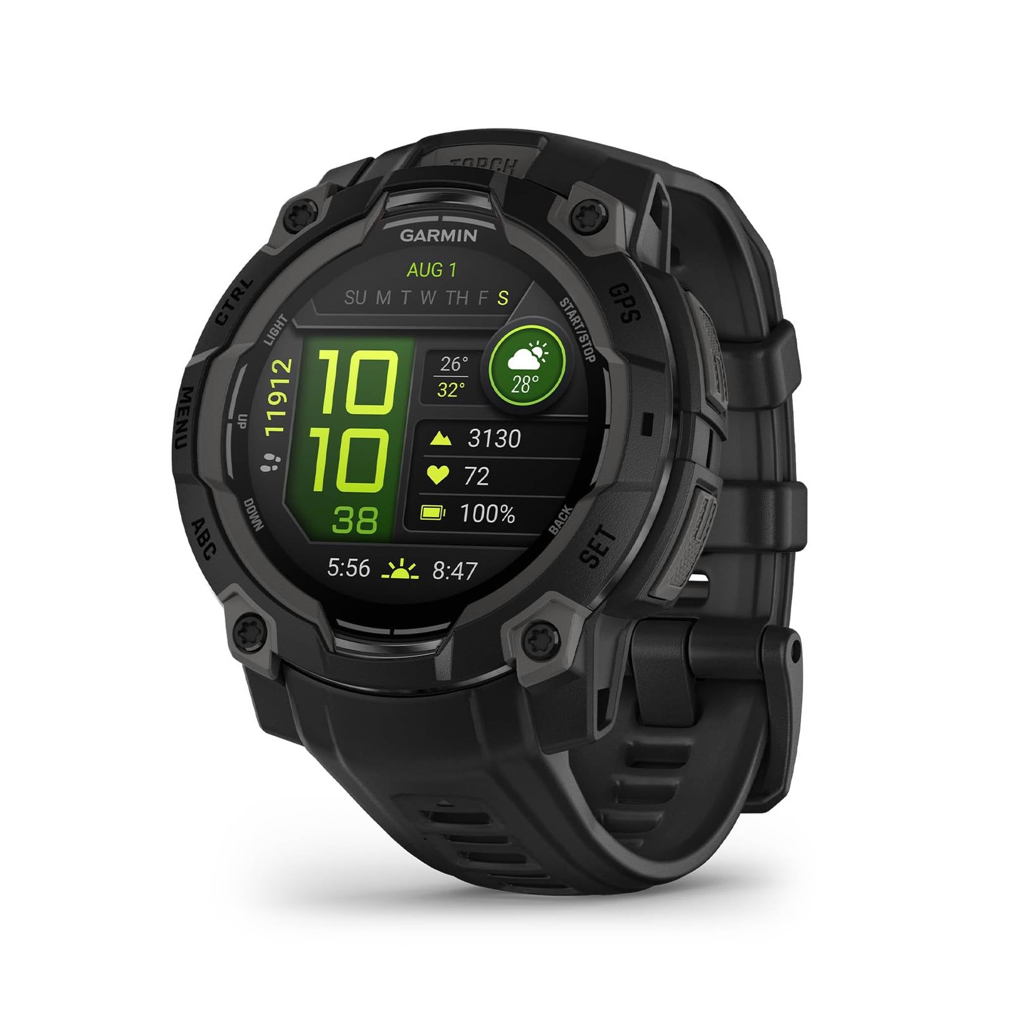Garmin Instinct® 3 45mm, AMOLED Display, Rugged Outdoor GPS Smartwatch, Metal-Reinforced Bezel, Built-in Flashlight, Up to 18 Days of Battery Life, Black Garmin