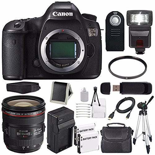 Canon EOS 5DS DSLR Camera (International Model) 0581C002 + Canon EF 24-70mm f/4L is USM Lens + LP-E6 Battery Bundle