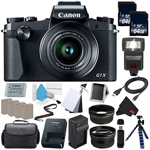 6Ave Canon PowerShot G1 X Mark III Digital Camera #2208C001 International Version (No Warranty) + Replacement Lithium Io