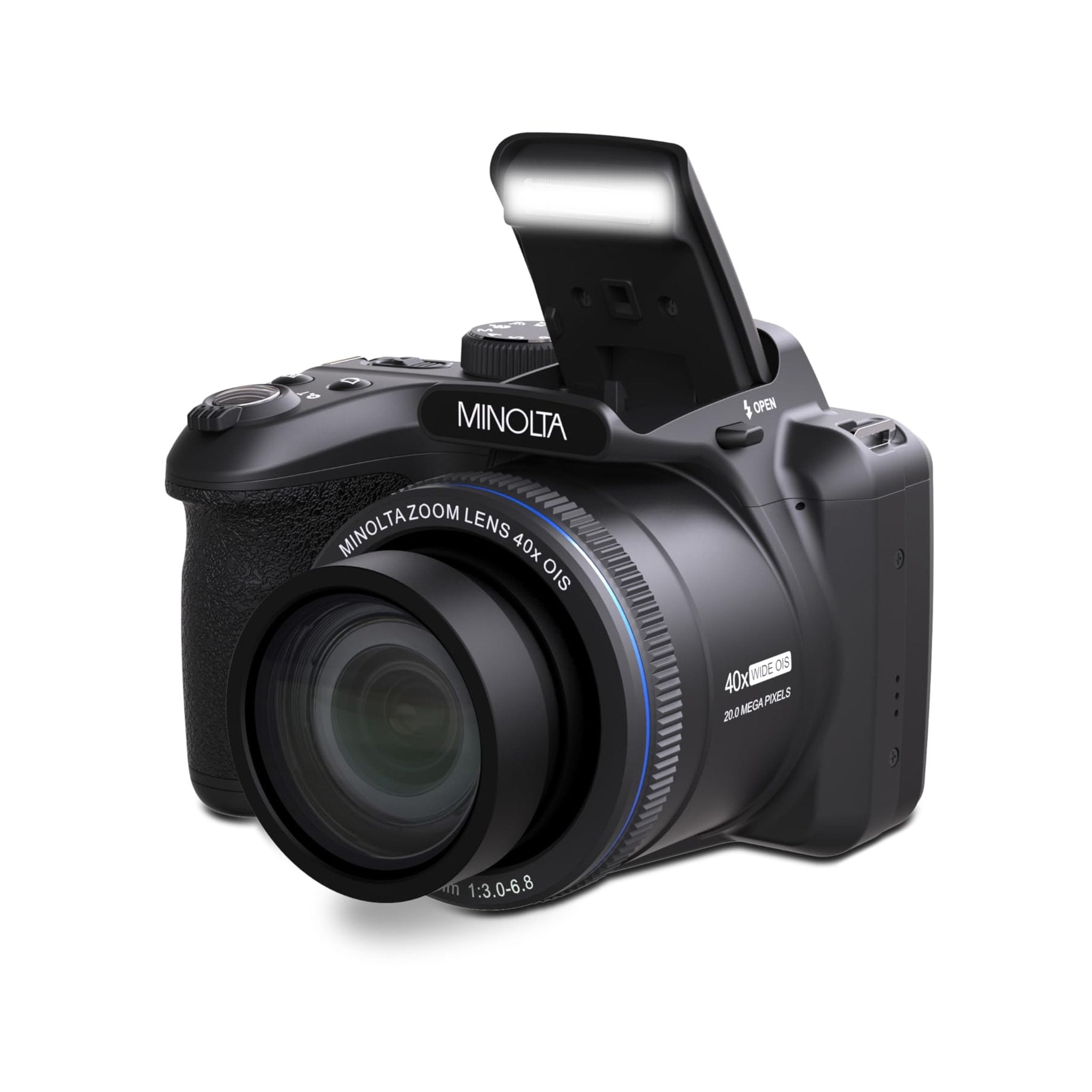 Minolta 20 Mega Pixels 40x Optical Zoom Digital Camera with 1080p FHD Video, Black MINOLTA
