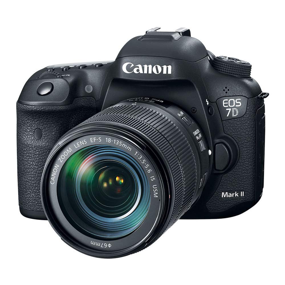 Canon EOS 7D Mark II DSLR Camera with 18-135mm f/3.5-5.6 IS USM Lens -Lens Kit + 20.9 MP + Dual Digic 6 + Full HD + 32 GB Memory Card + Filters + Flash + Camera Bag