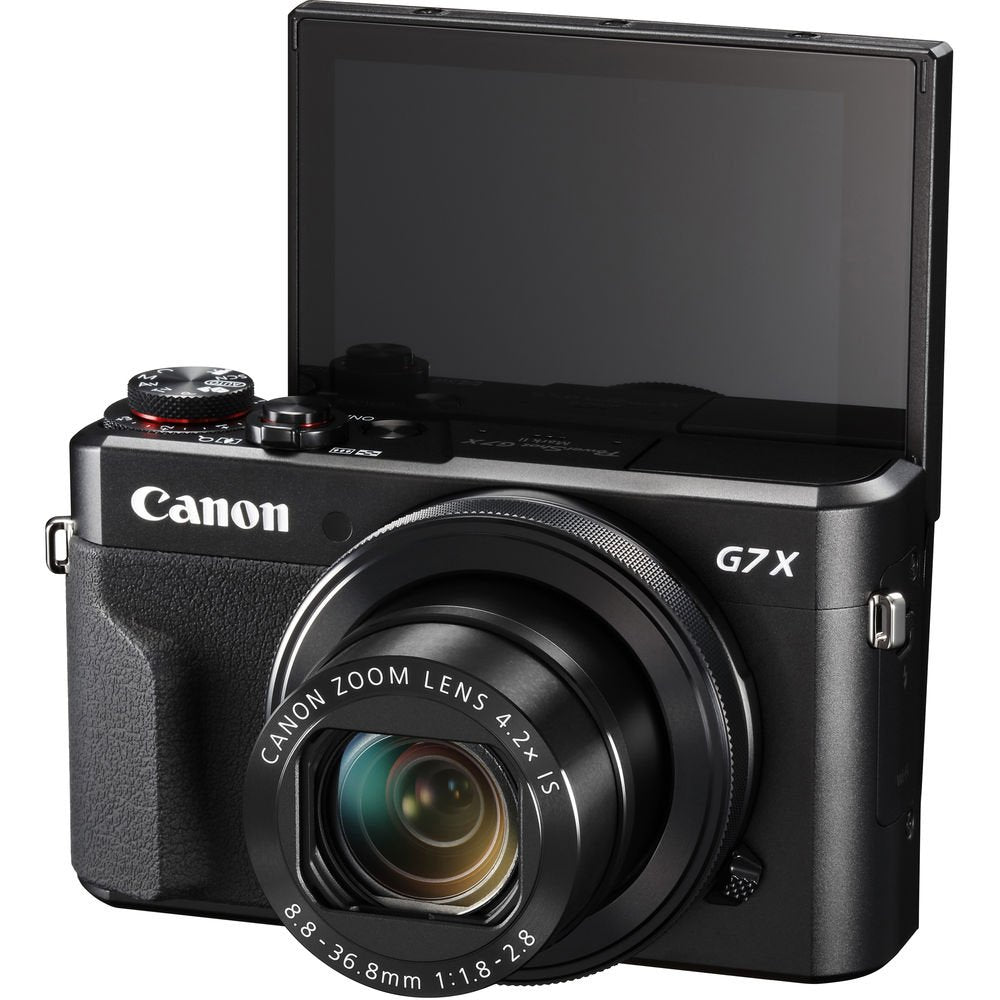 Canon PowerShot G7 X Mark II Point and Shoot Digital Camera + Extra Battery + Digital Flash + Camera Case Deluxe Bundle