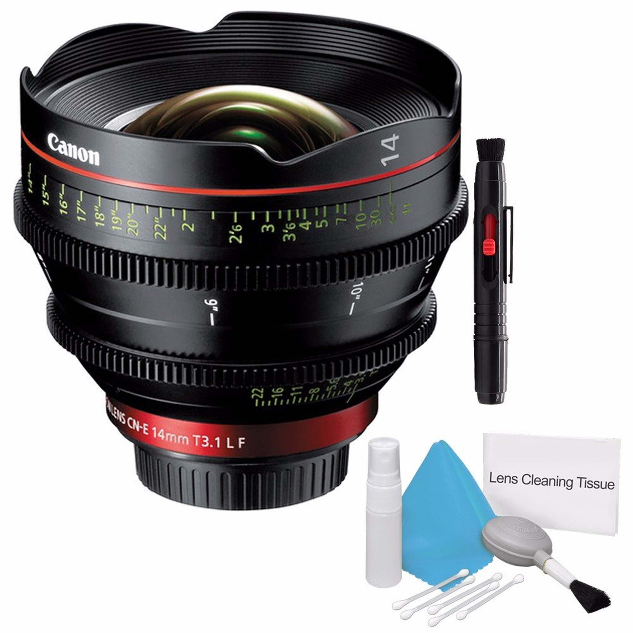 Canon CN-E 14mm T3.1 L F Cinema Prime Lens EF Mount International Model + Deluxe Cleaning Kit Advanced Bundle