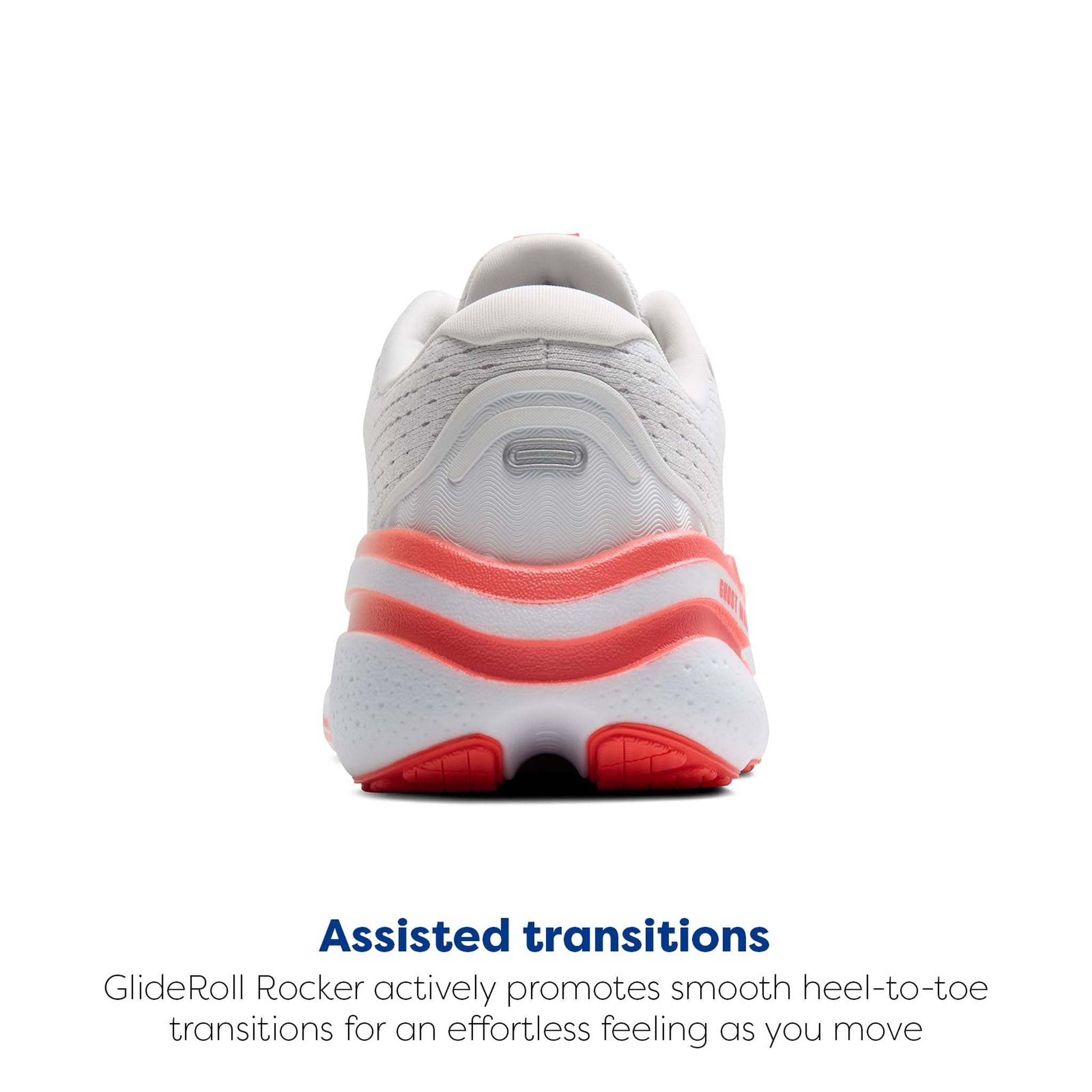 Brooks Women’s Ghost Max 2 Neutral Running & Walking Shoe - White/Hot Coral - 6.5 Medium