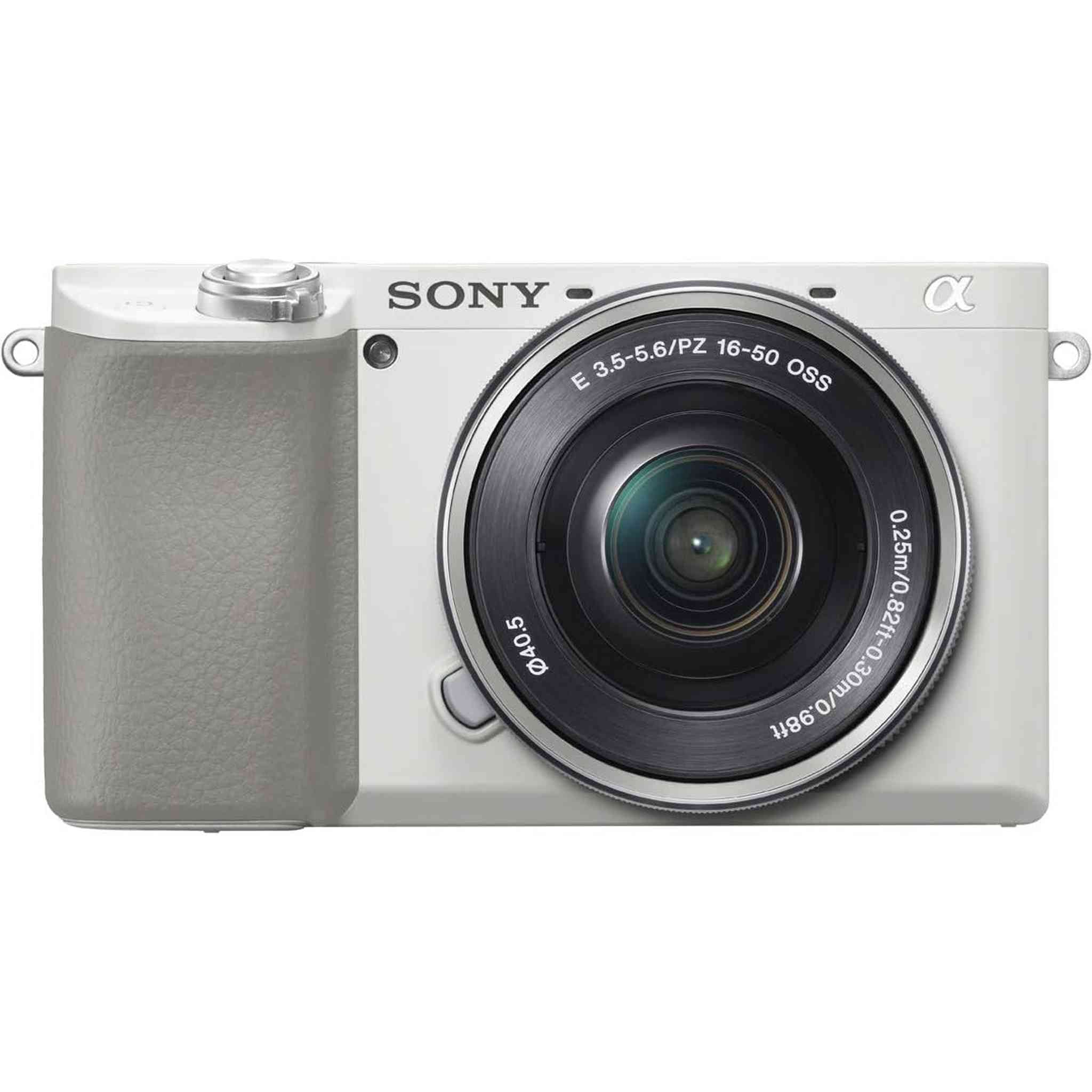 Sony ?6100 E-mount camera with APS-C Sensor Body + 16-50mm Power Zoom Lens - White - Used Sony