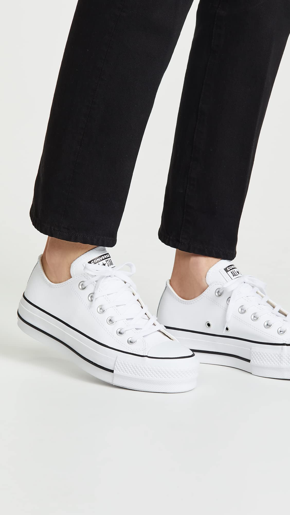 Converse Women's Chuck Taylor All Star Lift Clean Sneaker, White/Black/White, 8.5
