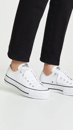 Converse Women's Chuck Taylor All Star Lift Clean Sneaker, White/Black/White, 8.5