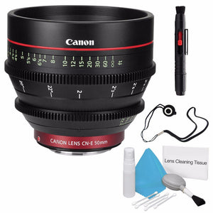 Canon CN-E 50mm T1.3 L F Cine Lens International Model + Deluxe Cleaning Kit + Lens Cap Keeper Pro Bundle