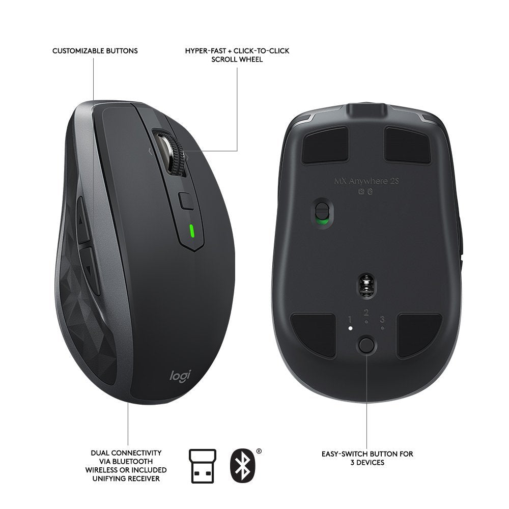 Logitech MX Anywhere 2S Wireless Mouse - Graphite