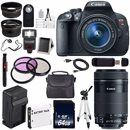 Canon EOS Rebel T5i 18 MP CMOS Digital SLR Camera w/EF-S 18-55mm f/3.5-5.6 Lens (International Model) + Canon EF-S 55-25