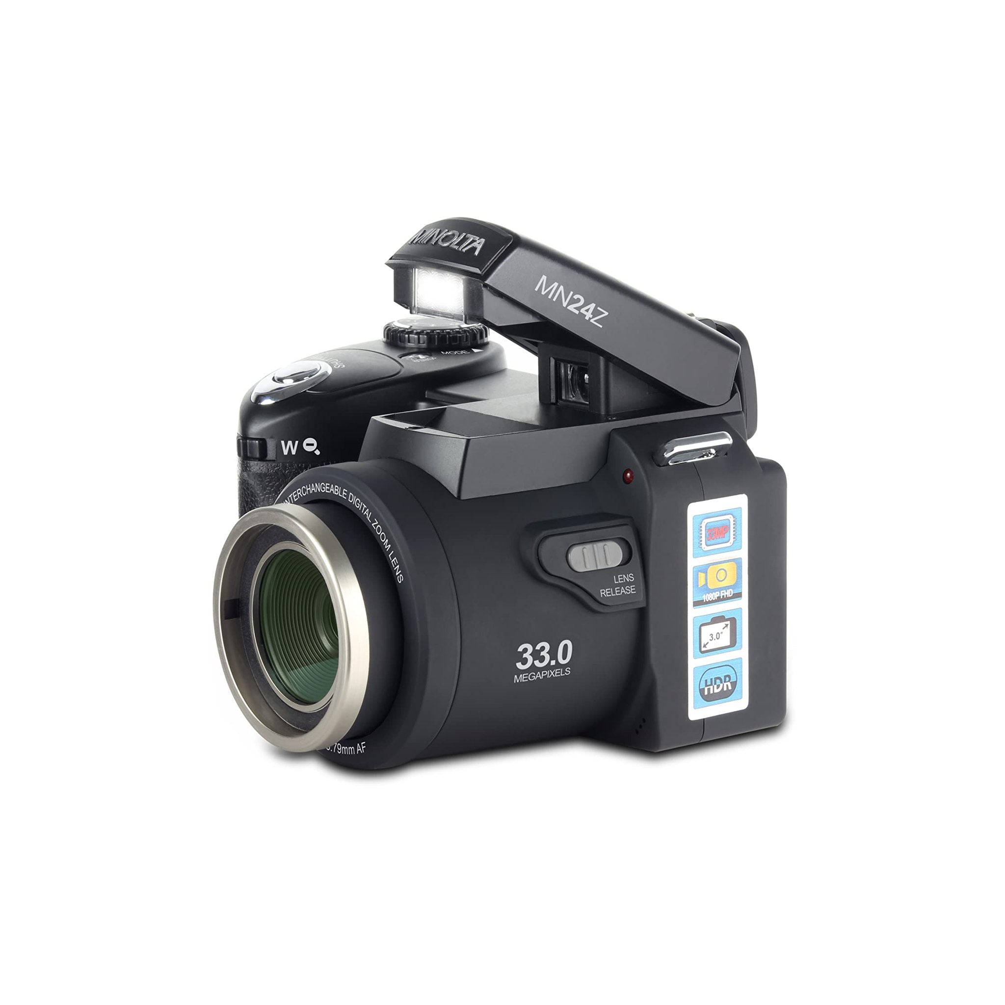 Minolta MN24Z 33 MP / 1080p HD Digital Camera w/Interchangeable Lens Kit Black Minolta
