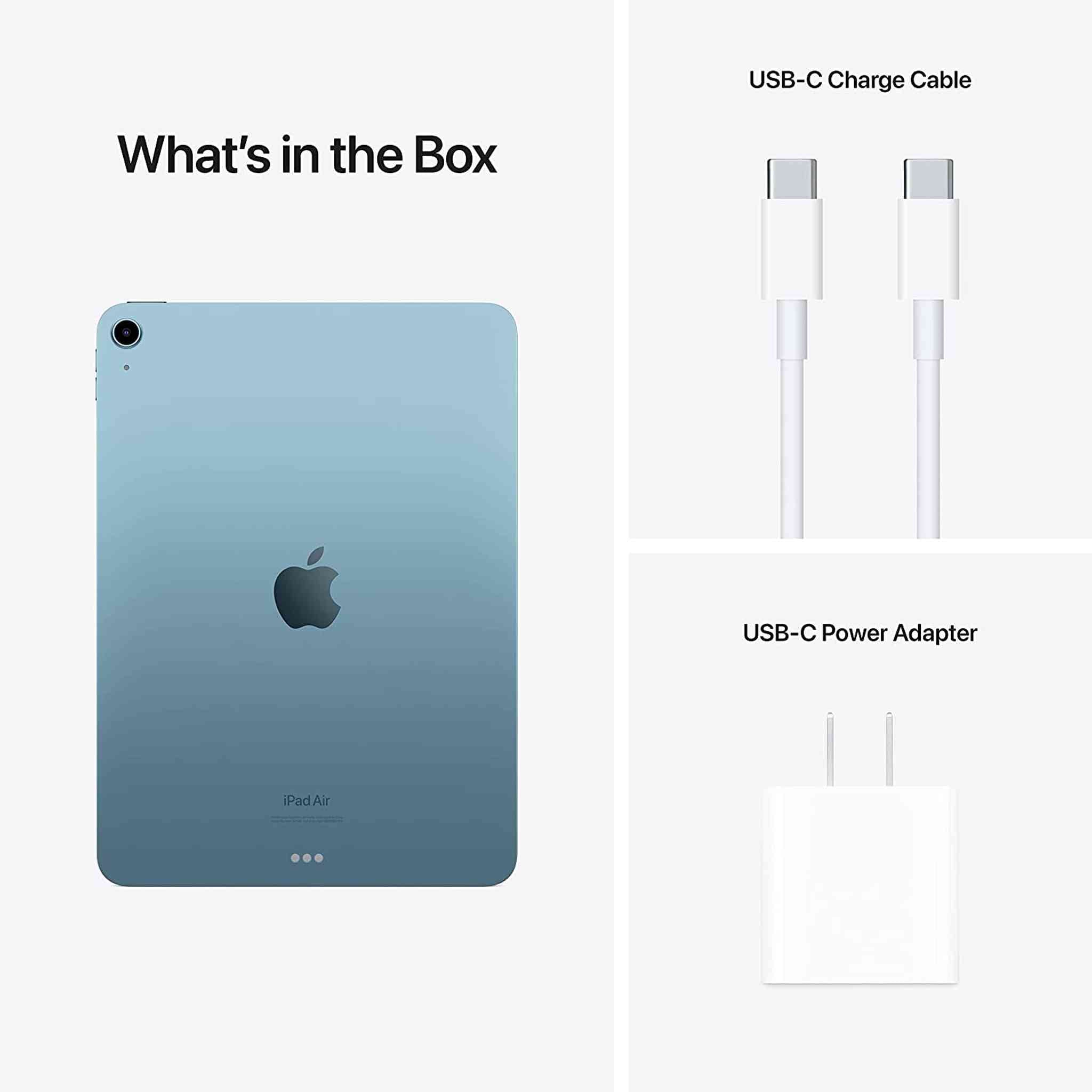 Apple 10.9" iPad Air 2022, 64GB/256GB, Wi-Fi Bundle with White Sleeve