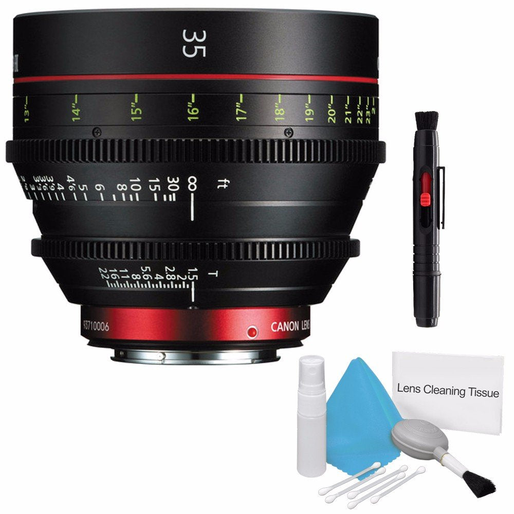 Canon CN-E 35mm T1.5 L F Cine Prime Lens EF Mount International Model + Deluxe Cleaning Bundle
