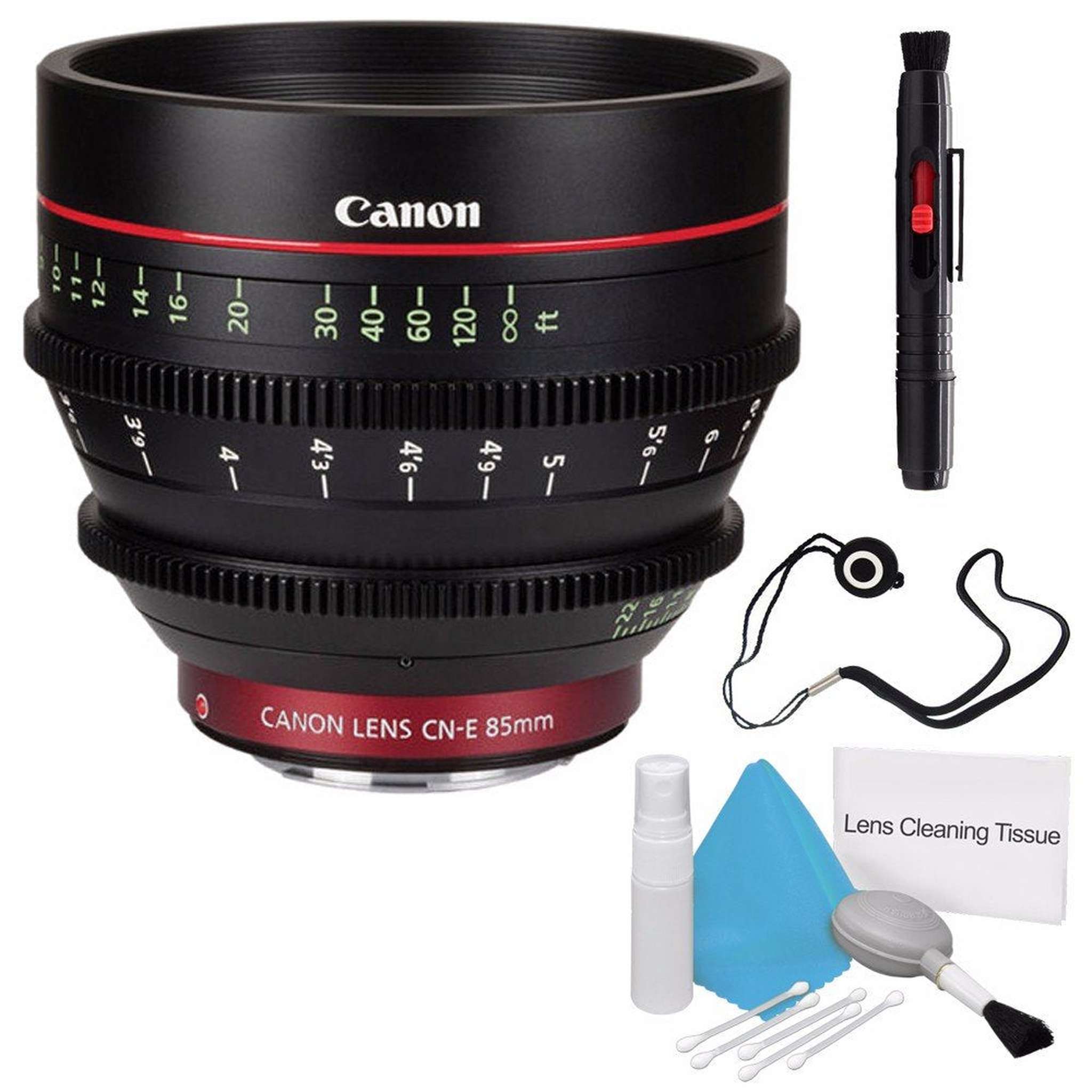 Canon CN-E 85mm T1.3 L F Cine Lens (International Model) + Deluxe Cleaning Kit + Lens Cap Keeper Pro Bundle