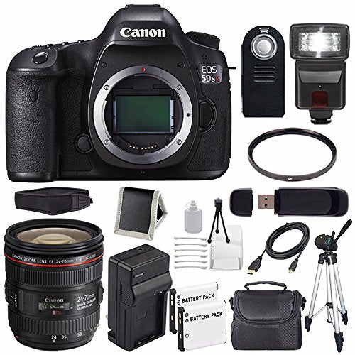 Canon EOS 5DS R DSLR Camera (International Model) 0582C002 + Canon EF 24-70mm f/4L is USM Lens + LP-E6 Battery Bundle