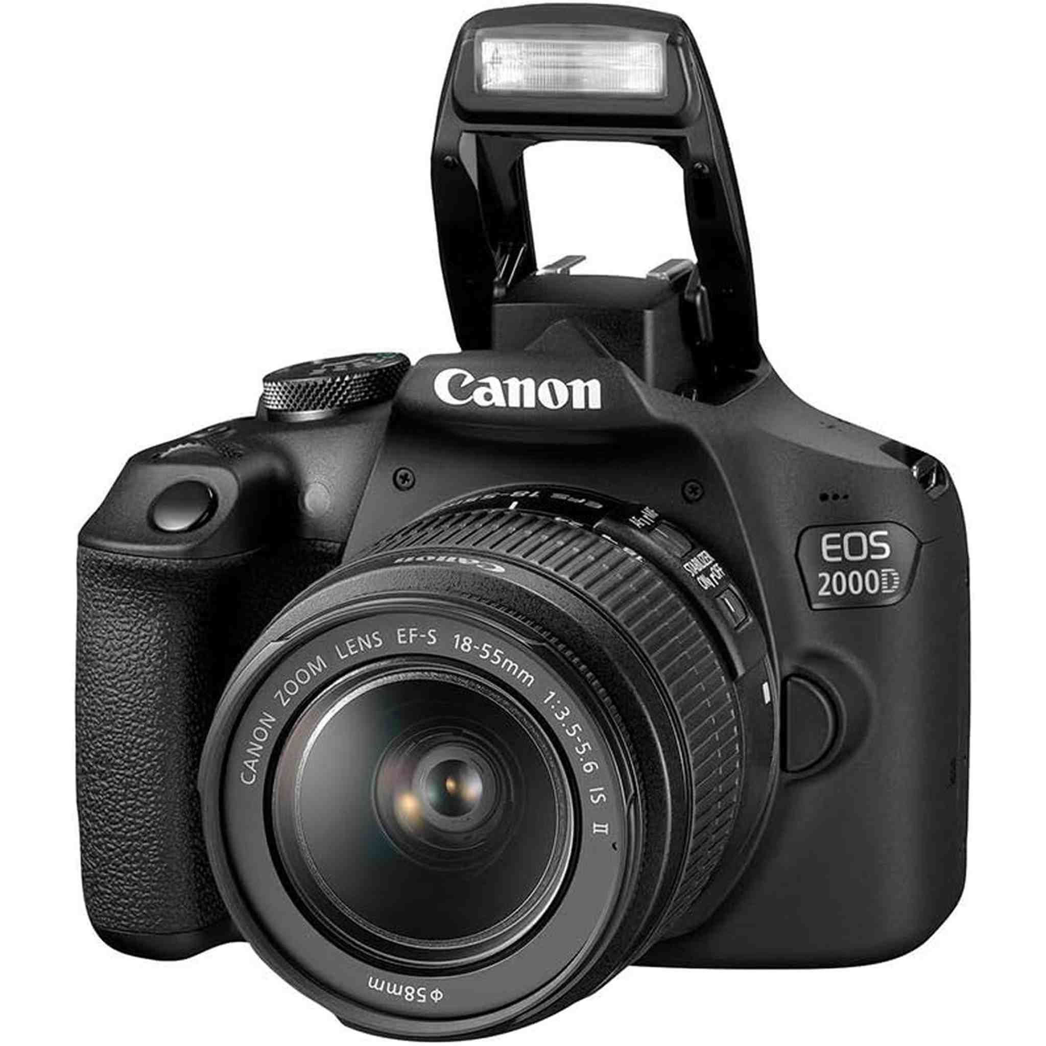 Canon EOS 2000D DSLR Camera with EF-S 18-55mm f/3.5-5.6 IS II Lens Intl Model with Cleaning Kit and 32GB Memory Kit - Used Canon