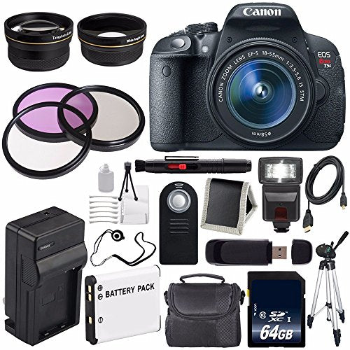 6Ave Canon EOS Rebel T5i 18 MP CMOS Digital SLR Camera w/EF-S 18-55mm Lens International Version (no Warranty) + 58mm 2X