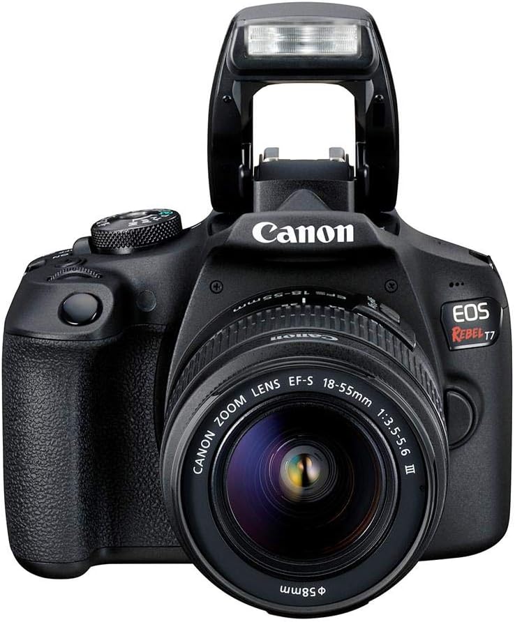 Canon EOS Rebel T7 DSLR Camera with 18-55mm Lens Starter Bundle  + Includes: EOS Bag +  Sandisk Ultra 64GB Card + Clean and Care Kit + More