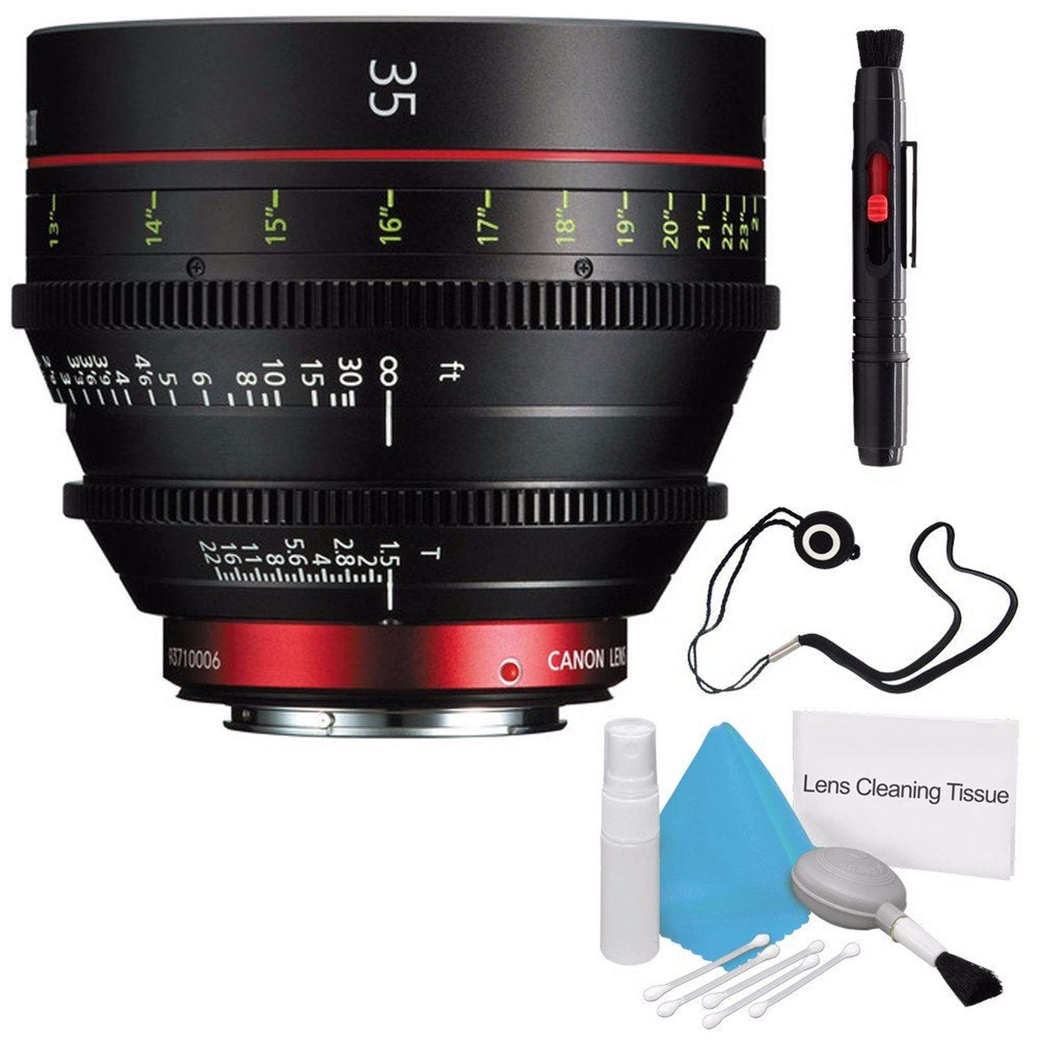 Canon CN-E 35mm T1.5 L F Cine Prime Lens EF Mount International Model + Deluxe Cleaning Kit + Lens Cap Keeper Pro Bundle