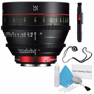 Canon CN-E 35mm T1.5 L F Cine Prime Lens EF Mount International Model + Deluxe Cleaning Kit + Lens Cap Keeper Pro Bundle