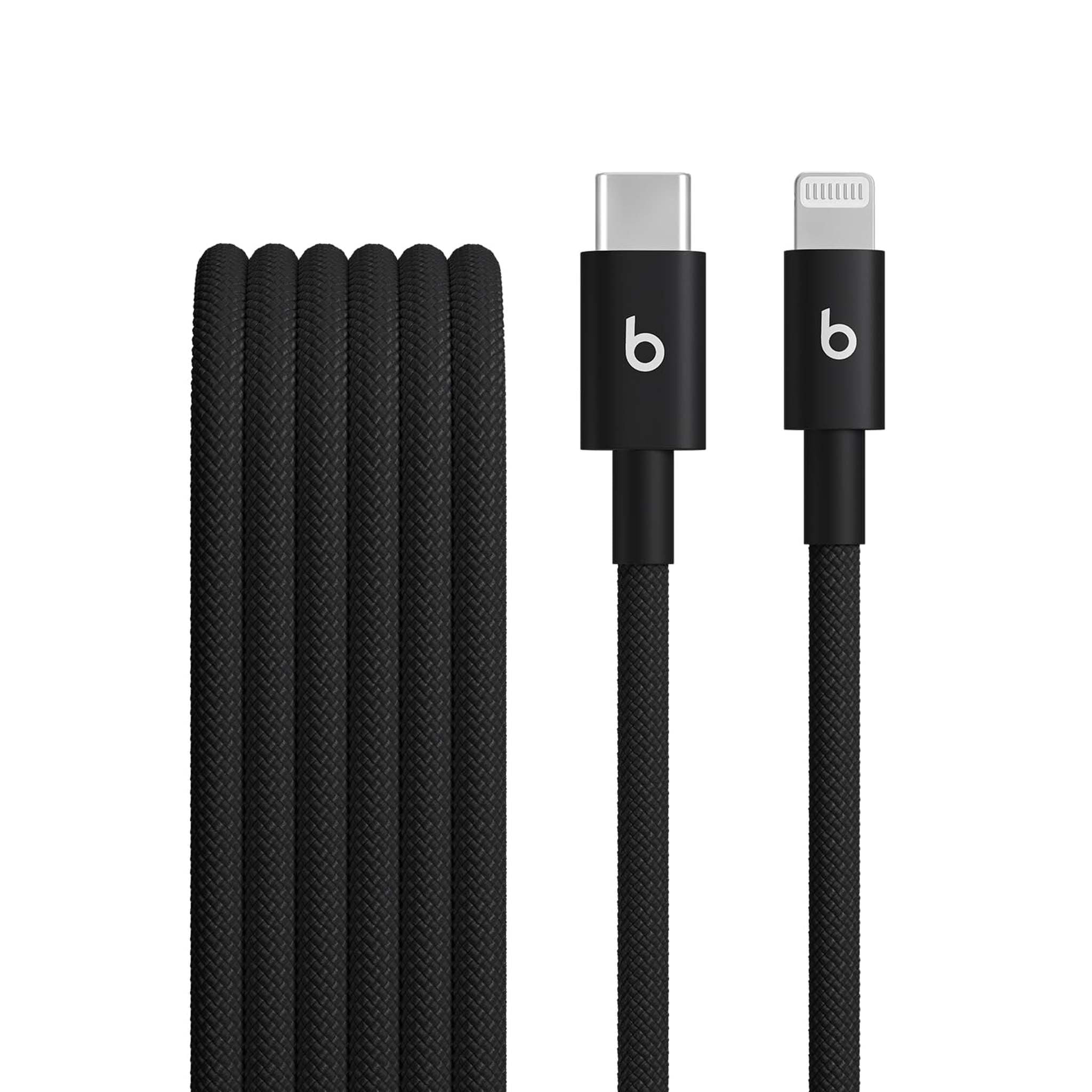 Beats USB-C to Lightning Woven Cable Fast Charging Durable/Tangle-Free Compatible Charger for Apple Devices w Lightning Ports 1.5 m, 5 ft - Bolt Black
