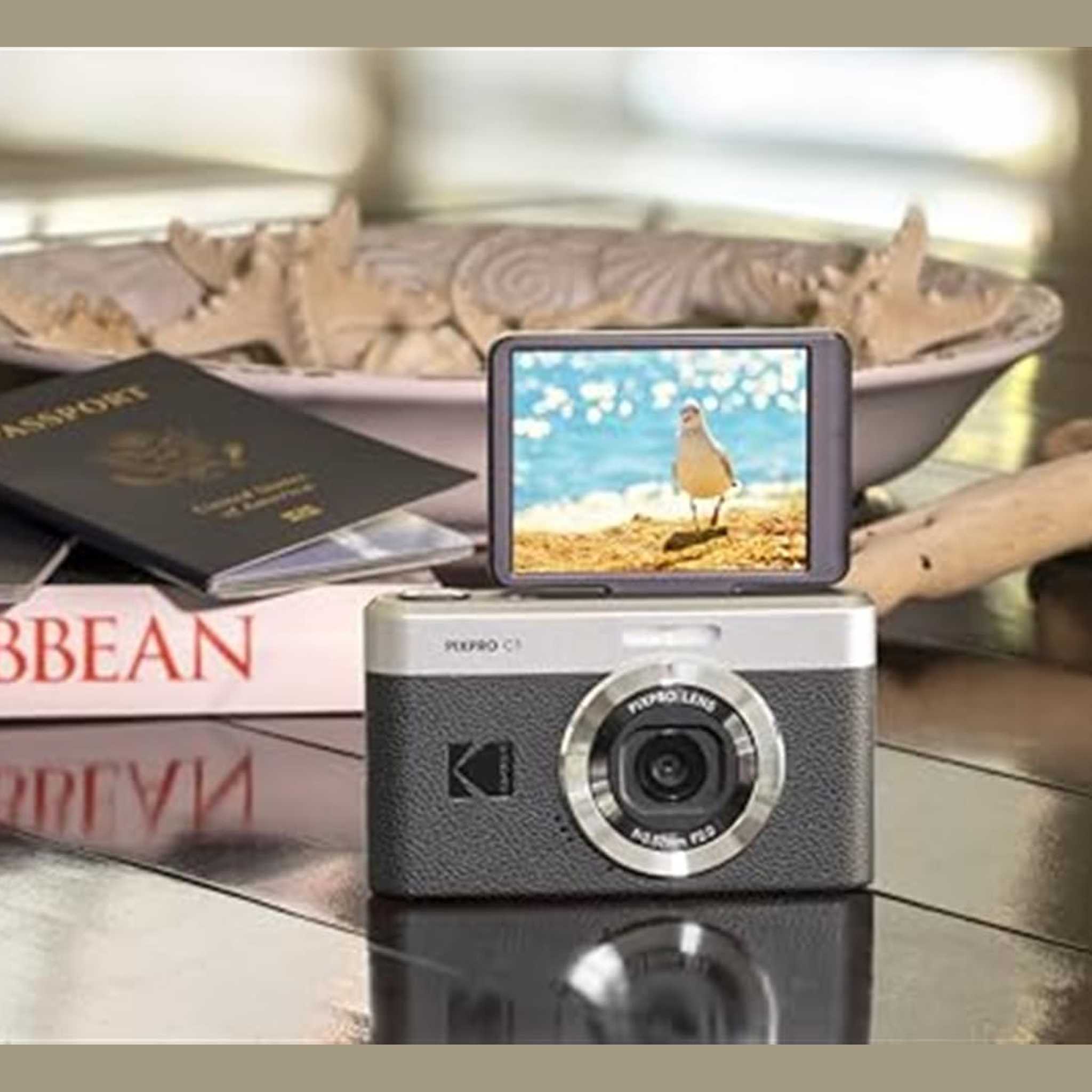 Kodak PIXPRO C1 Digital Camera, 13MP Compact Point & Shoot with 4X Digital Zoom, 26mm f/2.0 Wide Angle, 180 Degree Flip Screen, 1080p HD Video, Black
