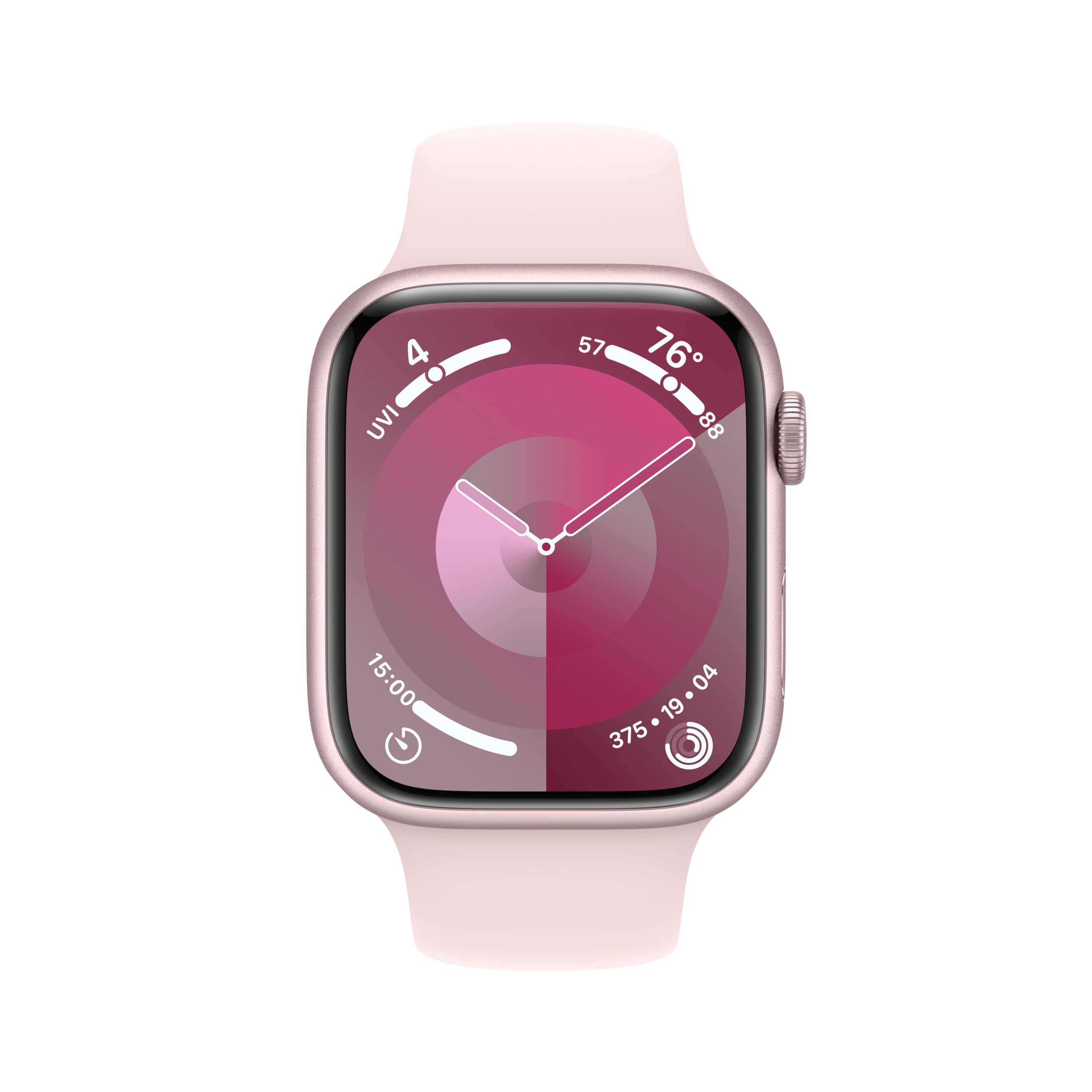 Apple Watch Series 9 [GPS 45mm] Smartwatch with Pink Aluminum Case with Pink Sport Band M/L. - Refurbished