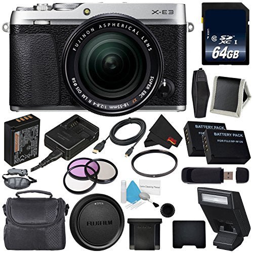 Fujifilm X-E3 Mirrorless Digital Camera with 18-55mm Lens (Silver) #16558669 (International Version) + Extra Battery + U