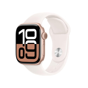 Apple Watch Series 10 GPS 42mm case Smartwatch with Rose Gold Aluminium Case with Light Blush Sport Band - S/M. Fitness Tracker, ECG App, Always-On Retina Display, Water Resistant Apple